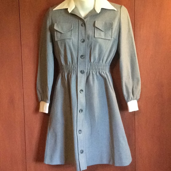 Vintage Dresses & Skirts - Vintage 1970s gray double knit dress